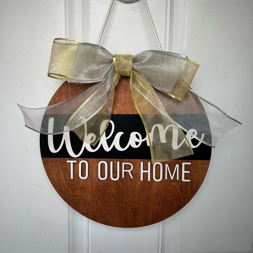 Handmade Welcome To Our Home Door Hanger, Rustic Welcome Sign